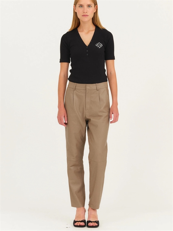 Ivy Copenhagen Ali Kylie Leather Bukser, Cool Taupe  